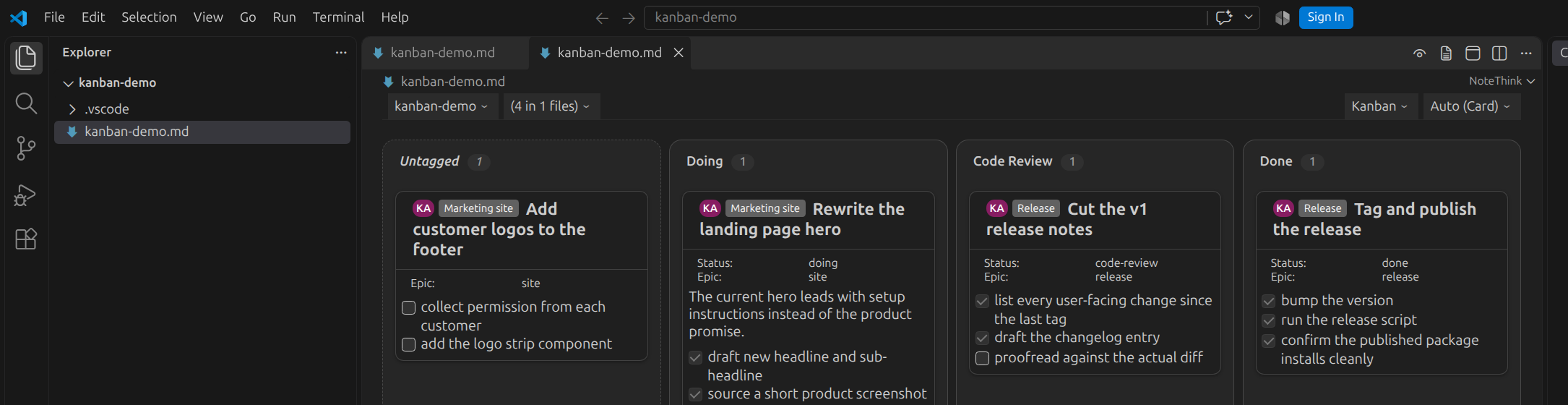 Kanban view